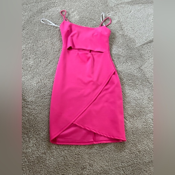 Hot Pink Cross Hoco Dress - Picture 1 of 2